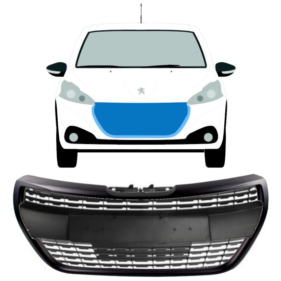 Schwarzer Kühlergrill für Peugeot 208 2012-2019 ALLURE / Satz 7537