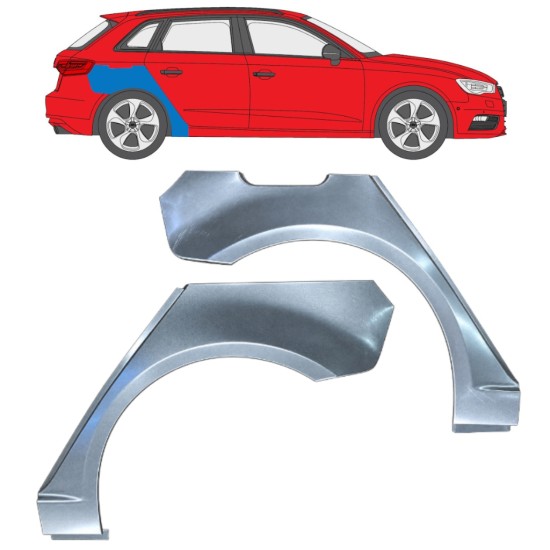 Reparaturblech Kotflügel hinten für Audi A3 8V 2012-2020 / Links+Rechts / HATCHBACK / Satz 17282