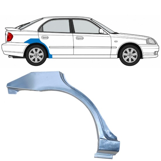 Reparaturblech Kotflügel hinten für Hyundai Accent 2000-2006 / Rechts 7593