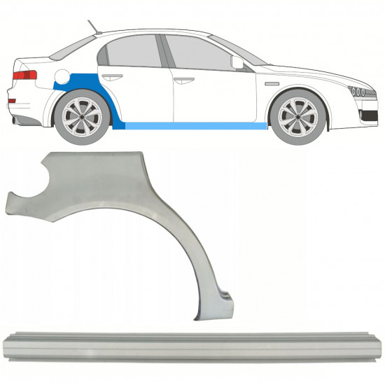 ALFA ROMEO 159 2005-2012 RADLAUF REPARATURBLECH + SCHWELLER REPARATURBLECH / SATZ / RECHTS