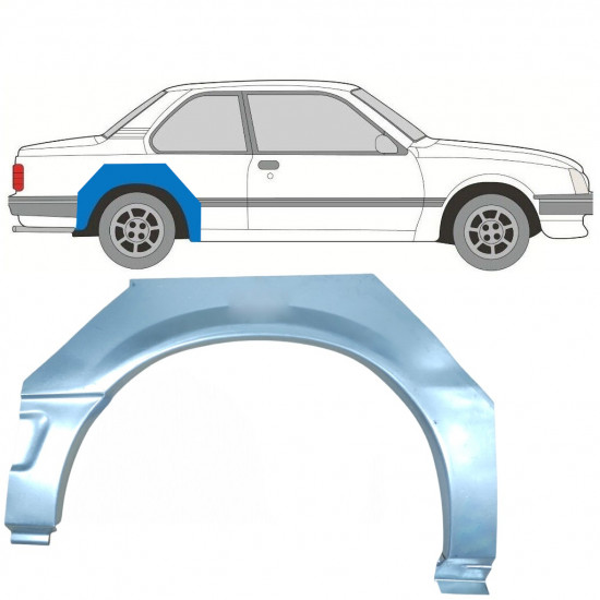 OPEL ASCONA C / VAUXHALL CAVALIER 1981-1988 3 TÜR HINTEN KOTFLÜGEL REPARATURBLECH / RECHTS