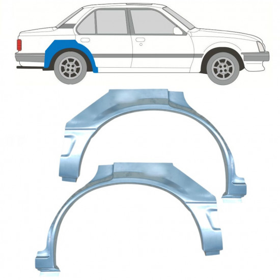 OPEL ASCONA C / VAUXHALL CAVALIER 1981-1988 5 TÜR HINTEN KOTFLÜGEL REPARATURBLECH / SATZ