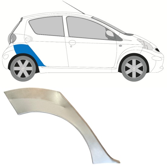 Reparaturblech Kotflügel hinten für Toyota Aygo 2005-2012 / Rechts 16058