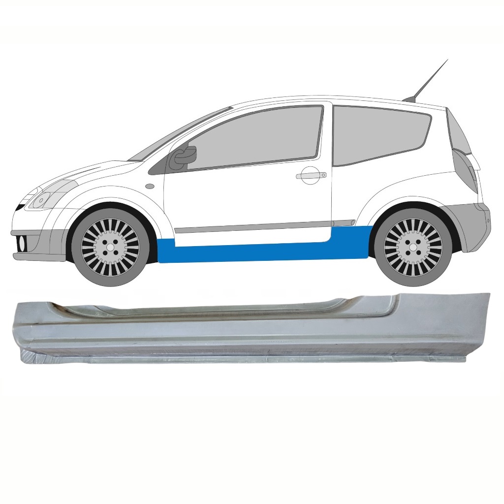 Tappetini Auto MTM Su Misura Per Citroen C2 (2003-2009) - Set 4 Pezzi In Moquette, Battitacco Elettrosaldato, Antiscivolo