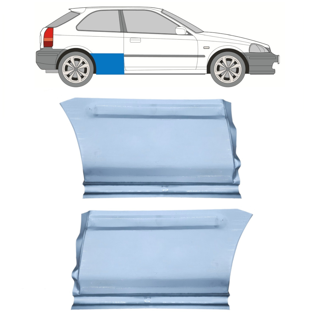 Reparaturblech Kotflügel Hinten Für Honda Civic Ej Ek 1995-2001 / Links+Rechts / Satz 9800