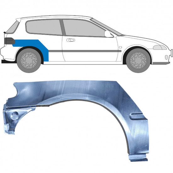 HONDA CIVIC 1991-1995 3 TÜR RADLAUF REPARATURBLECH / RECHTS