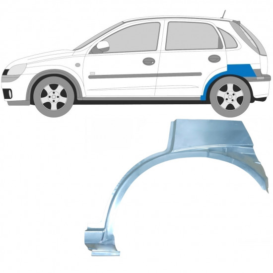 OPEL CORSA 2000-2010 5 TÜR RADLAUF REPARATURBLECH / LINKS