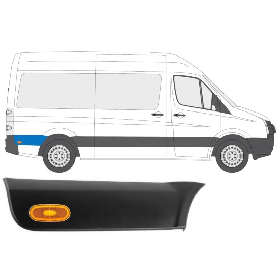 Seitenleiste hinterer Kotflügel mit Lampe für Volkswagen Crafter 2005-2017 / Rechts / Satz 14150