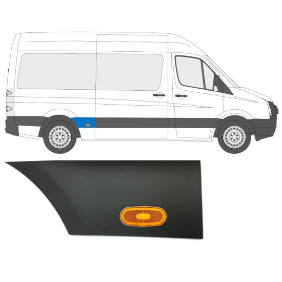 Seitenleiste hinterer Kotflügel mit Lampe für Volkswagen Crafter 2005-2017 / Rechts / Satz 14088