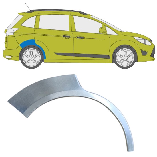 Reparaturblech Kotflügel hinten für Ford C-Max 2010-2019 Grand / Rechts 15873
