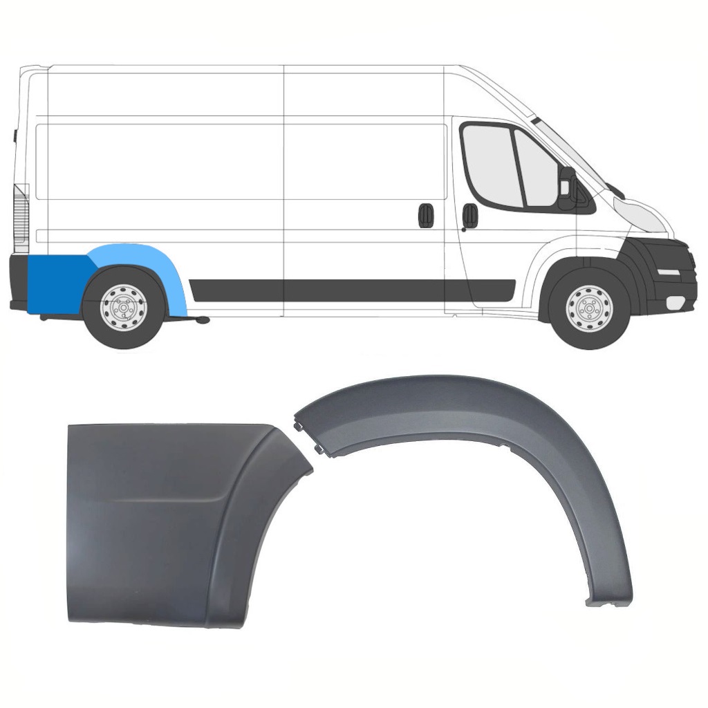 Set Von Hinteren Radlaufleisten Für Fiat Ducato 2006-2018 / Rechts / 8472