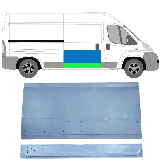 Reparaturblech für Schiebetür, außen unten für Fiat Ducato 2006-2014 / Rechts / Satz 14824