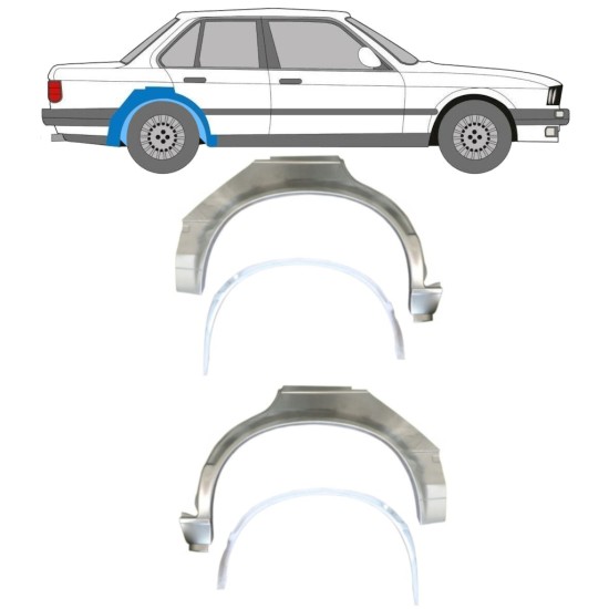 Reparaturblech innen + außen hinterer Kotflügel für BMW 3 E30 1982-1987 / Satz 10859
