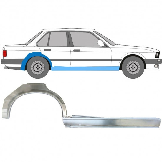 BMW 3 E30 1982-1987 4 TÜR RADLAUF REPARATURBLECH + SCHWELLER REPARATURBLECH / SATZ / RECHTS