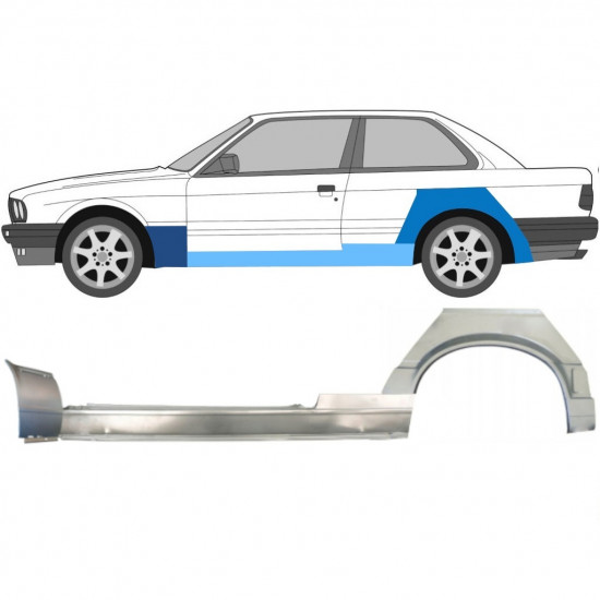 BMW 3 E30 1987-1994 2 TÜR RADLAUF REPARATURBLECH + SCHWELLER + VORNE KOTFLÜGEL REPARATURBLECH / LINKS