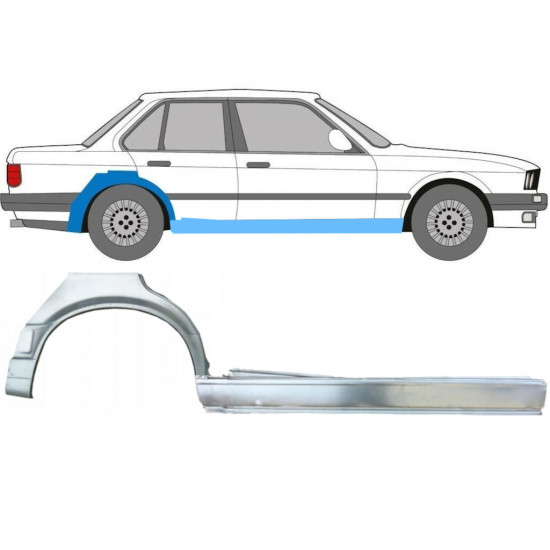 BMW 3 E30 1987-1994 4 TÜR RADLAUF REPARATURBLECH + SCHWELLER REPARATURBLECH / SATZ / RECHTS