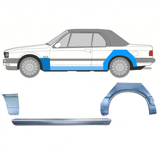 BMW 3 E30 CABRIO 1987-1994 RADLAUF REPARATURBLECH + SCHWELLER + VORNE KOTFLÜGEL REPARATURBLECH / SATZ / LINKS
