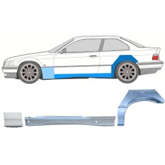 Reparaturblech Schweller + vorderer + hinterer Kotflügel für BMW 3 E36 1990-2000 / Links / COUPE / Satz 17026