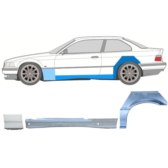 Voll schweller + Reparaturblech Kotflügel vorne für BMW 3 E36 1990-2000 / Links / COUPE / Satz 17026