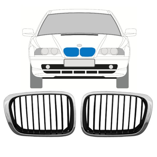 Kühlergrill für BMW 3 E46 1998-2006 / Links+Rechts / Satz 11129