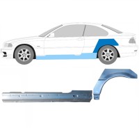 Voll schweller + hinten Kotflügel Reparaturblech für BMW 3 E46 1998-2006 / Links / COUPE / Satz 17060
