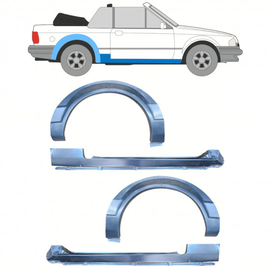 FORD ESCORT 1981-1990 CABRIO SCHWELLER + RADLAUF REPARATURBLECH / SATZ / LINKS + RECHTS