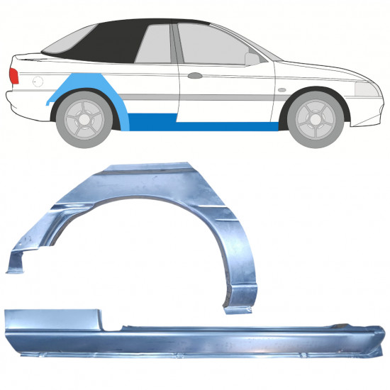 FORD ESCORT 1990-2000 CABRIO SCHWELLER + RADLAUF REPARATURBLECH / SATZ / RECHTS