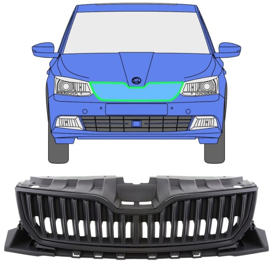 Schwarzer Kühlergrill für Skoda Fabia 2014-2018 / Satz 7544