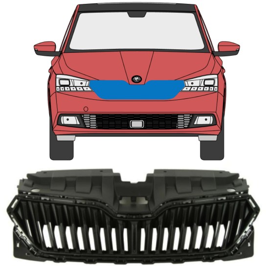 Kühlergrill für Skoda Fabia 2018-2021 16214