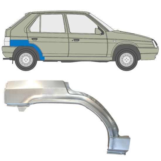 Reparaturblech Kotflügel hinten für Skoda Favorit 1989-1995 / Rechts 14882 Reparaturblech Kotflügel hinten für Skoda Favorit 1989-1995 / Rechts 14882