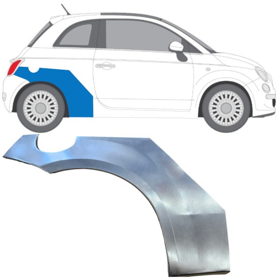 Reparaturblech Kotflügel hinten für Fiat 500 2007-2018 / Rechts 16071