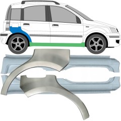 Reparaturblech Schweller + Kotflügel hinten für Fiat Panda 2003-2012 / Links+Rechts / Satz 6496