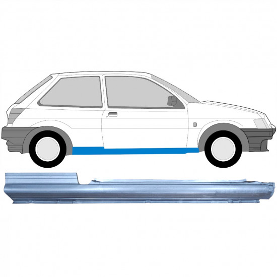 FORD FIESTA 1989-1995 3 TÜR VOLL SCHWELLER REPARATURBLECH / RECHTS