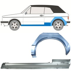 Reparaturblech Schweller + Kotflügel hinten für Volkswagen Golf 1 1974-1985 / Links / CABRIO / Satz 12578