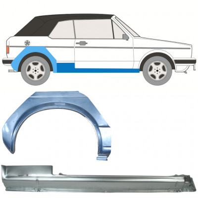 VW GOLF 1 CABRIO 1979-1993 RADLAUF REPARATURBLECH + SCHWELLER / SATZ / RECHTS