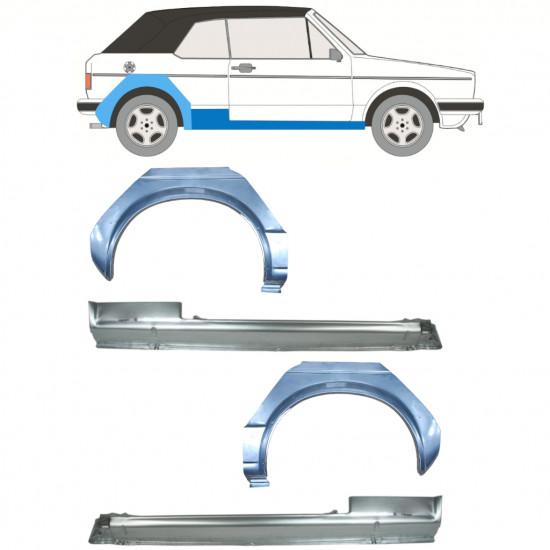 VW GOLF 1 CABRIO 1979-1993 RADLAUF REPARATURBLECH + SCHWELLER / SATZ / RECHTS + LINKS