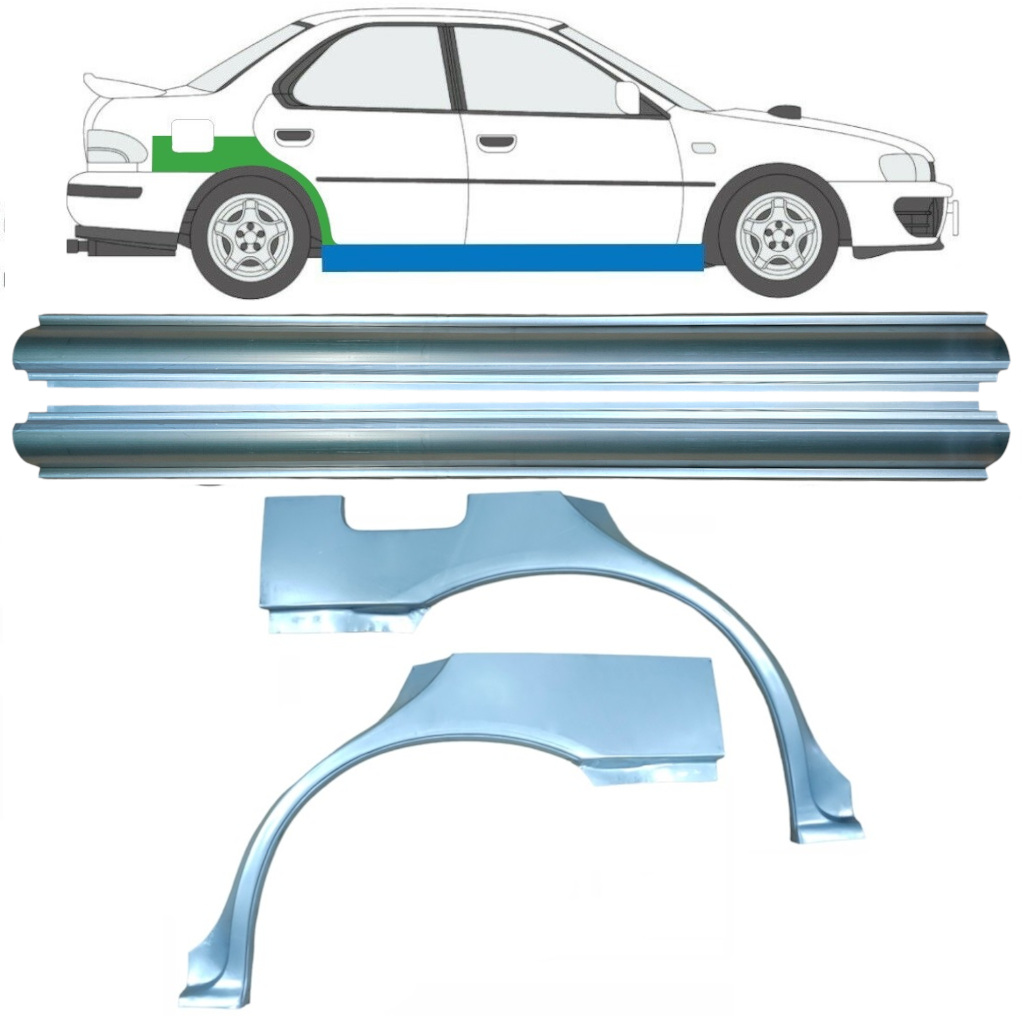 Reparaturblech Schweller + Kotflügel Hinten Für Subaru Impreza Gc Gf 1992-2000 / Links+Rechts / Satz 10667