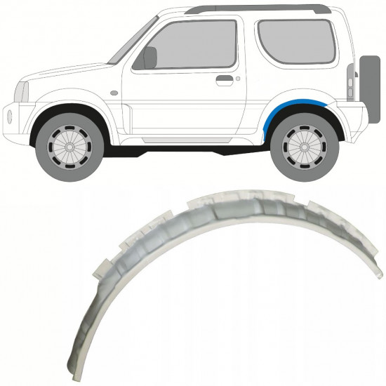 SUZUKI JIMNY 1998-2018 HINTEN RADLAUFVERBREITUNG HALTER REPARATURBLECH / LINKS