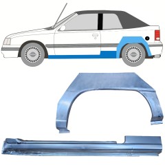Reparaturblech Schweller + Kotflügel hinten für Opel Kadett E Astra 1984-1993 / Links / CABRIO / Satz 12584