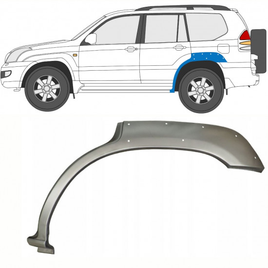 TOYOTA LAND CRUISER 2003-2010 5 TÜR HINTEN RADLAUF REPARATURBLECH / MIT LOCH / LINKS