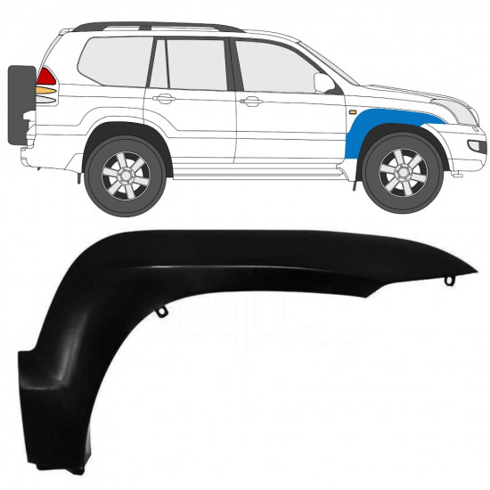 Seitenleiste Kotflügel vorne für Toyota Land Cruiser J120 2003-2010 / Rechts 12952