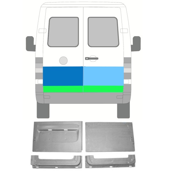 Reparaturblech hintere Tür für Volkswagen LT 1996-2005 / Links+Rechts / Satz 16586