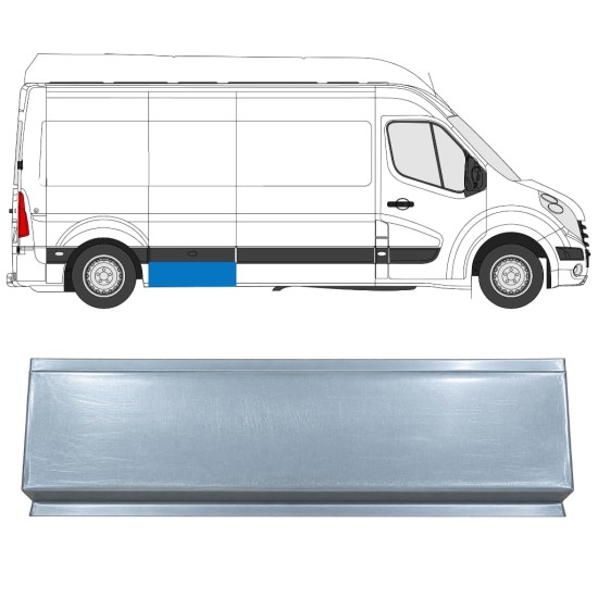 Reparaturblech vorderes Teil Kotflügel hinten für Renault Master 2010-2024 / Links = Rechts (symmetrisch) 17293