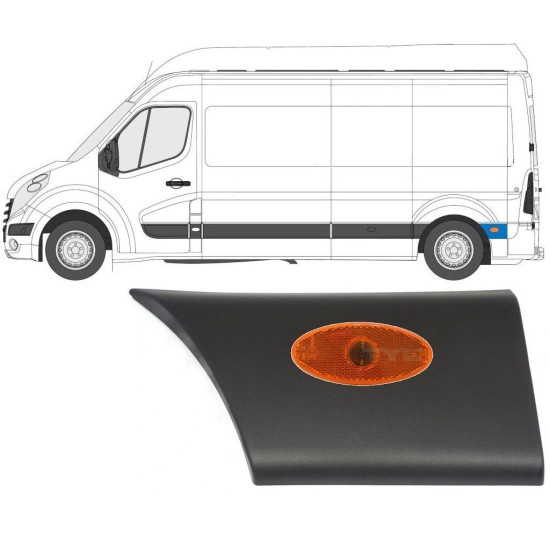 Seitenleiste hinterer Kotflügel mit Lampe für Renault Master 2010- / Links / Satz 10550