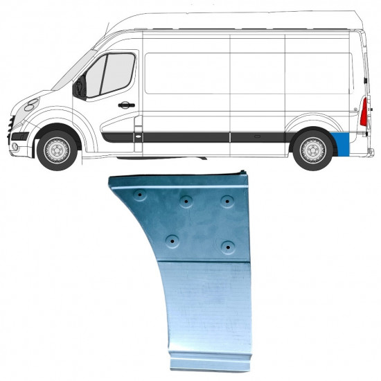 Reparaturblech unterer Teil des hinteren Kotflügels hinter dem Rad für Renault Master 2010- / Links 12853