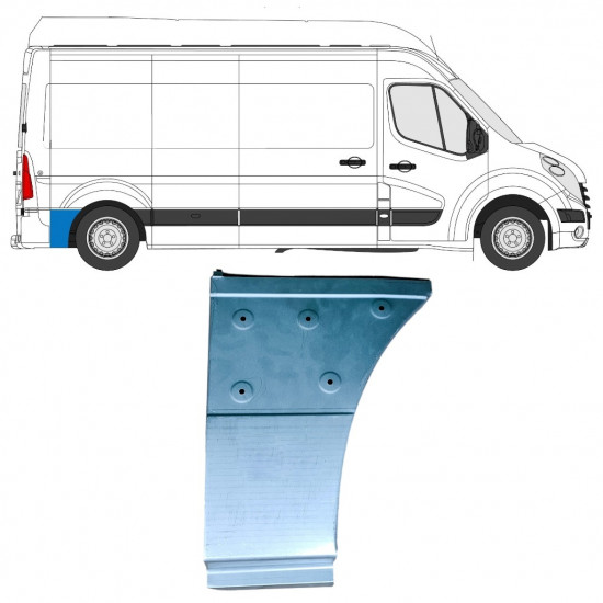 Reparaturblech unterer Teil des hinteren Kotflügels hinter dem Rad für Renault Master 2010- / Rechts 12852