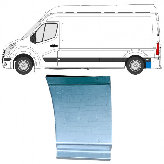 Reparaturblech unterer Teil des hinteren Kotflügels hinter dem Rad für Renault Master 2010- / Links 12851