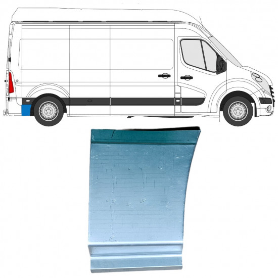 Reparaturblech unterer Teil des hinteren Kotflügels hinter dem Rad für Renault Master 2010- / Rechts 12850