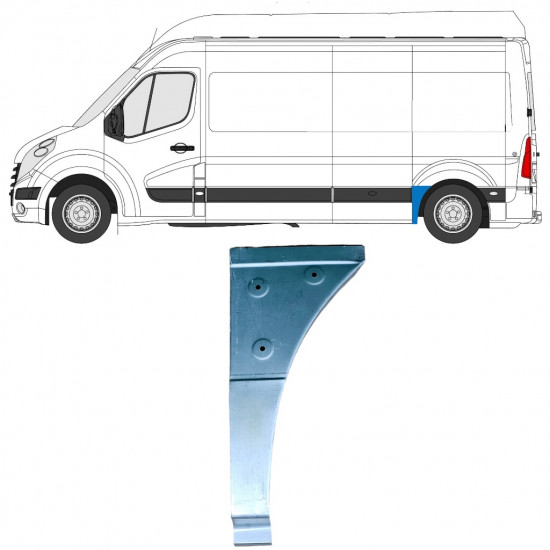 Reparaturblech vorderes Teil Kotflügel hinten für Renault Master 2010- / Links 12849