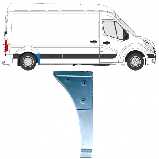 Reparaturblech vorderes Teil Kotflügel hinten für Renault Master 2010- / Rechts 12848